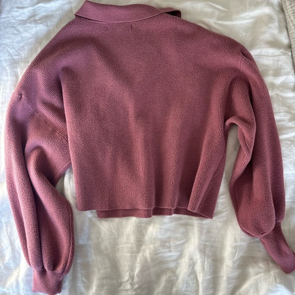 Lulu's Mauve Pink Collared Knit Long Sleeve Top Sweater - Picture 5 of 6